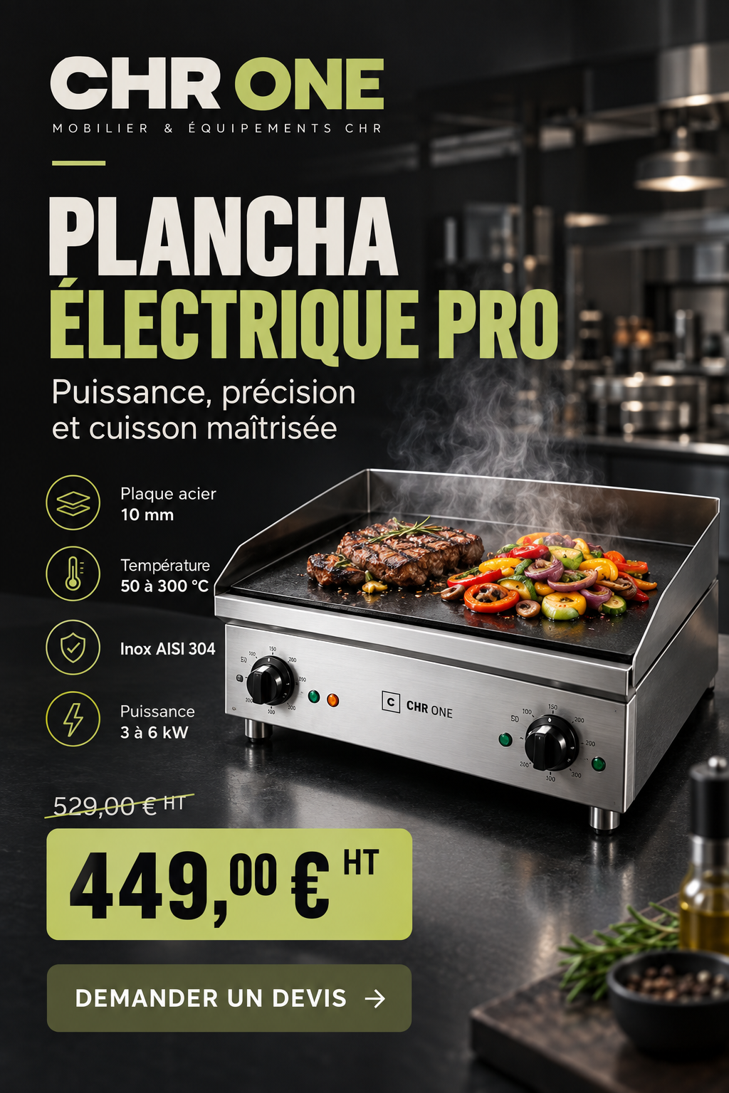 Plancha électrique pro — 449 € HT