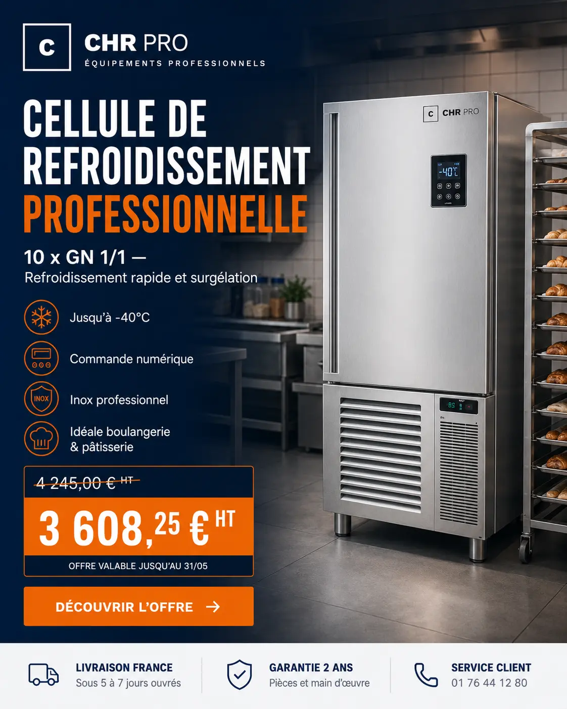 Cellule de refroidissement 10 × GN 1/1 — 3 608 € HT