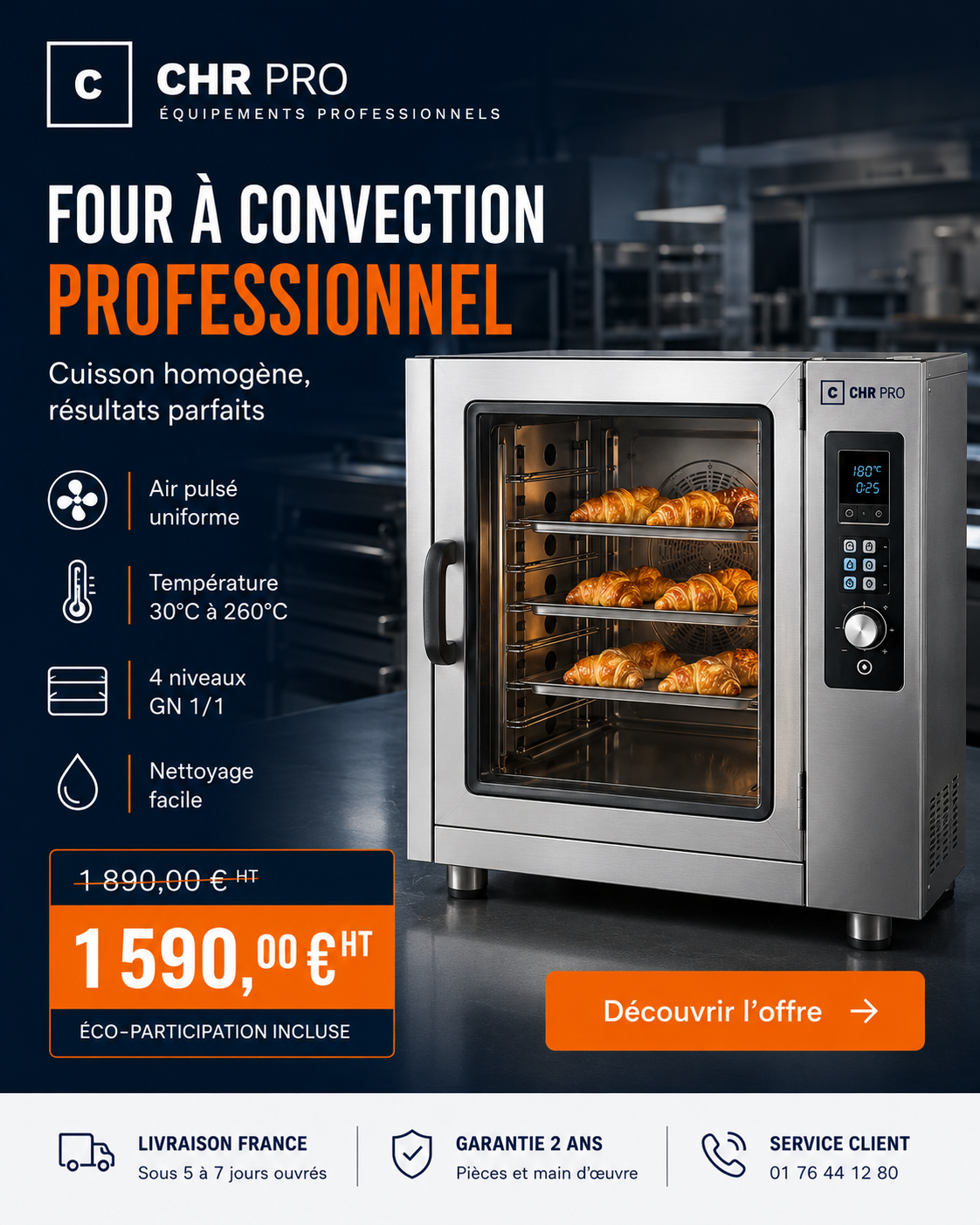 Four à convection professionnel — 1 590 € HT